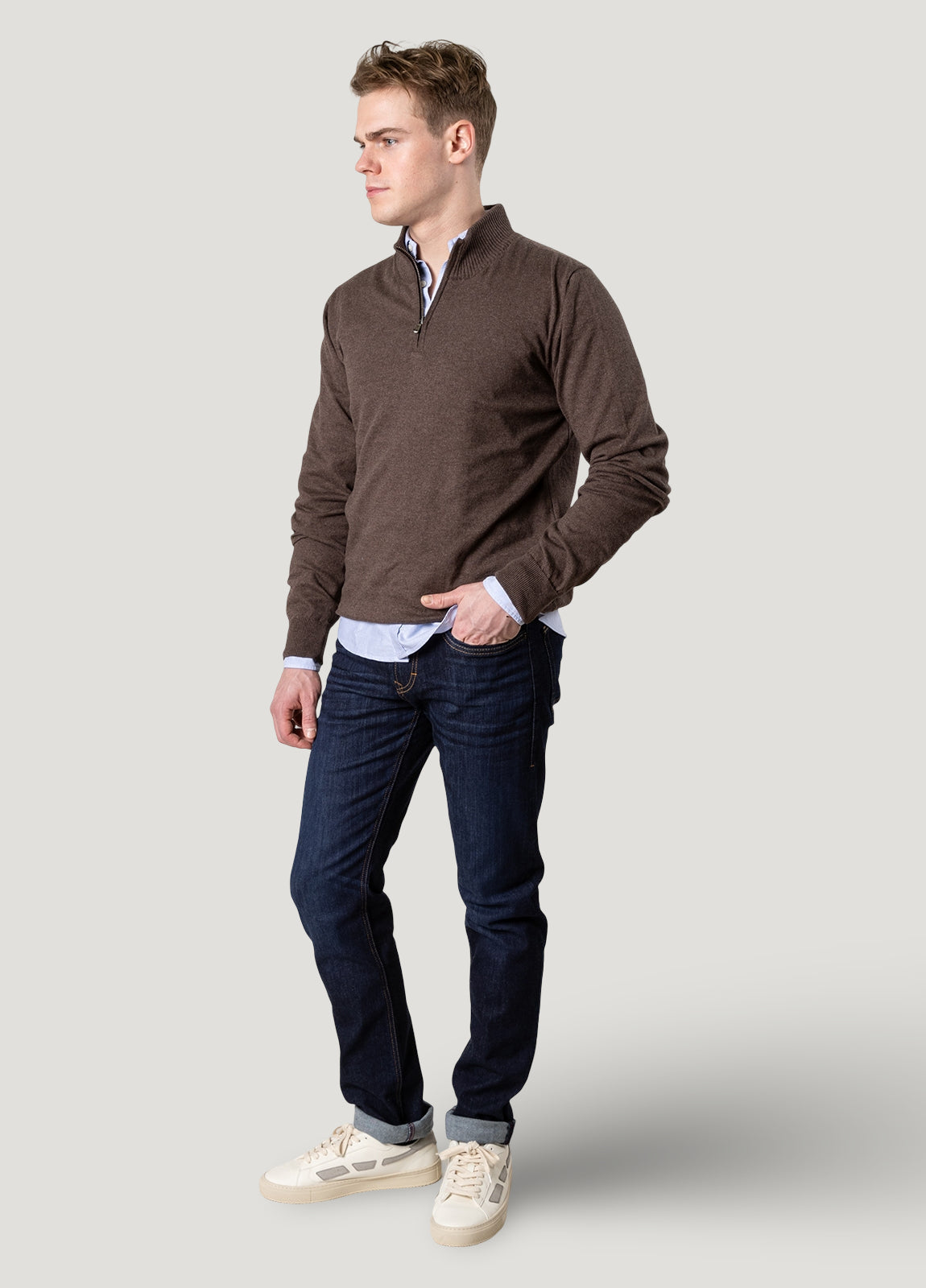 Jersey cuello perkins marrón