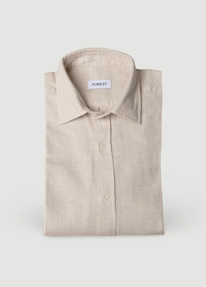 Plain beige flannel sports shirt