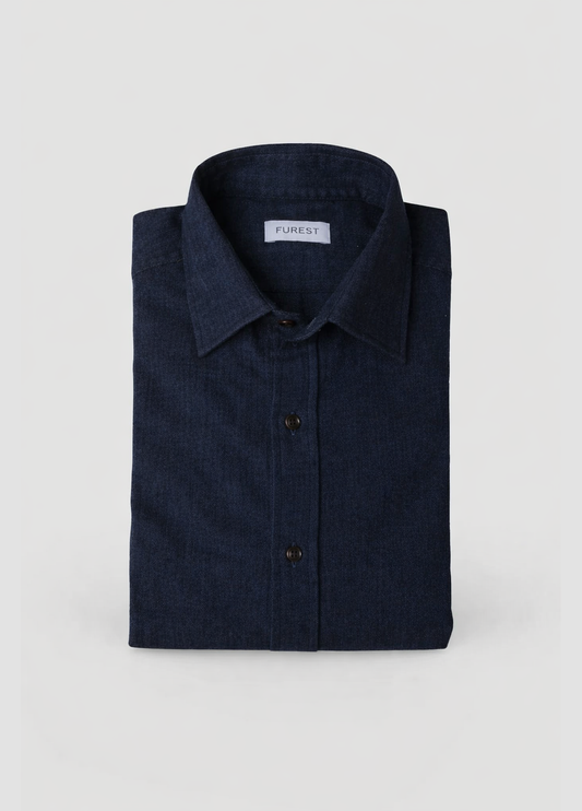 Camisa sport afranelada espiga marino