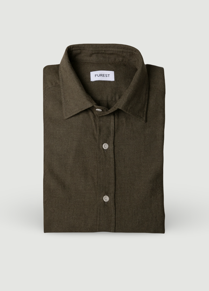 Plain flannel sports shirt khaki