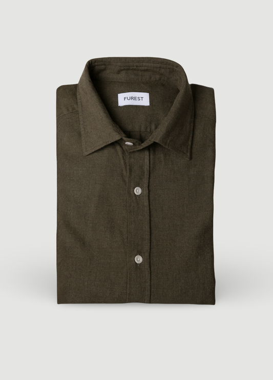 Camisa sport afranelada lisa kaki