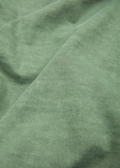 Long-sleeved garment-dyed khaki polo shirt