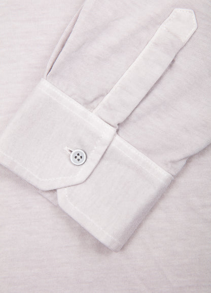 Long-sleeve garment-dyed polo shirt in stone