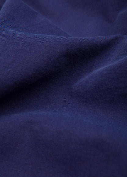 Garment-dyed navy long-sleeved polo shirt