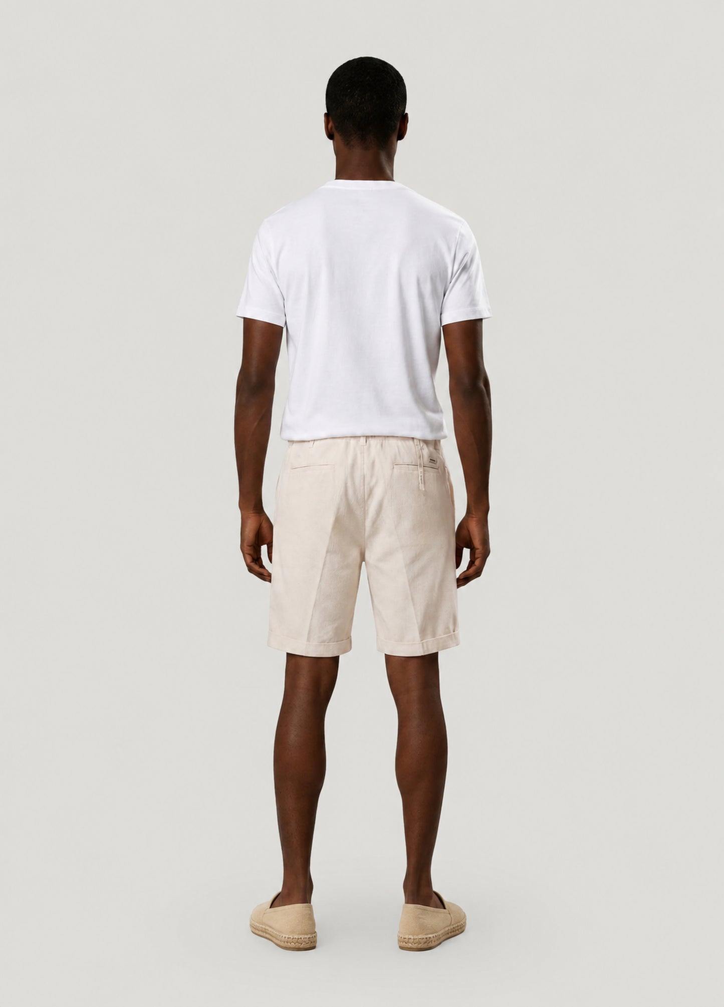 Beige seersucker Bermuda shorts