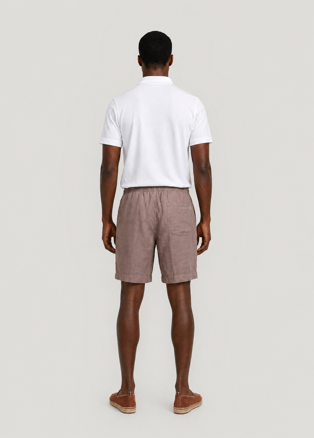 Brown linen jogger shorts