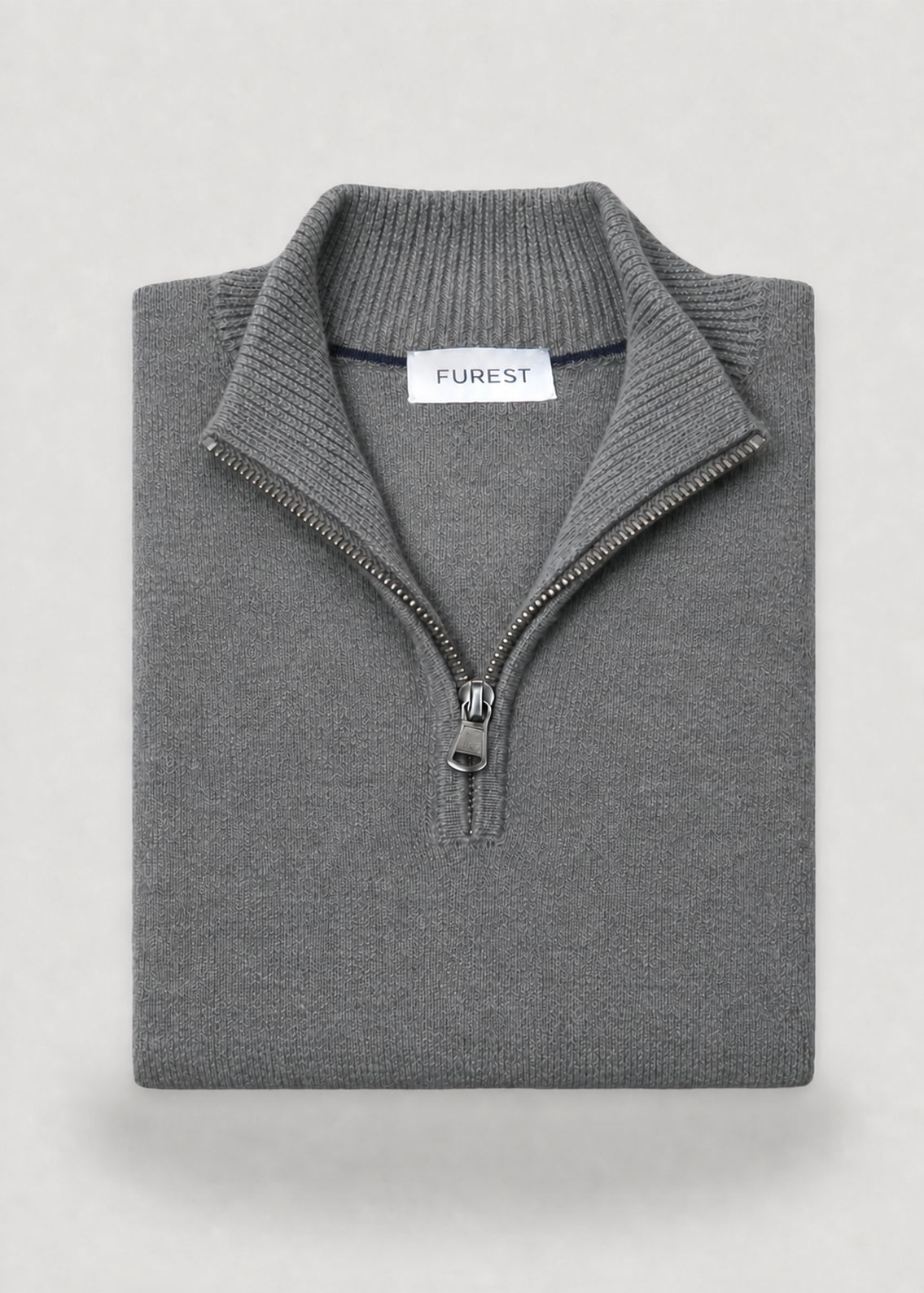 Jersey cuello zip lana gris