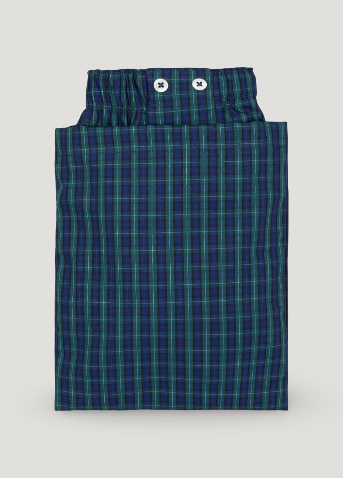 Green and blue checkered boxer shorts