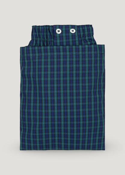 Green and blue checkered boxer shorts