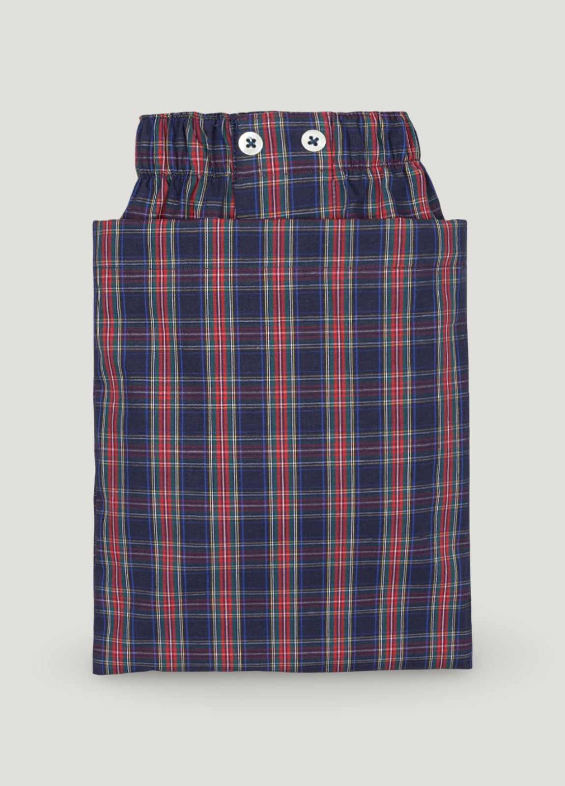 Blue and red checkered boxer shorts