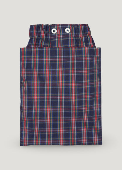 Blue and red checkered boxer shorts