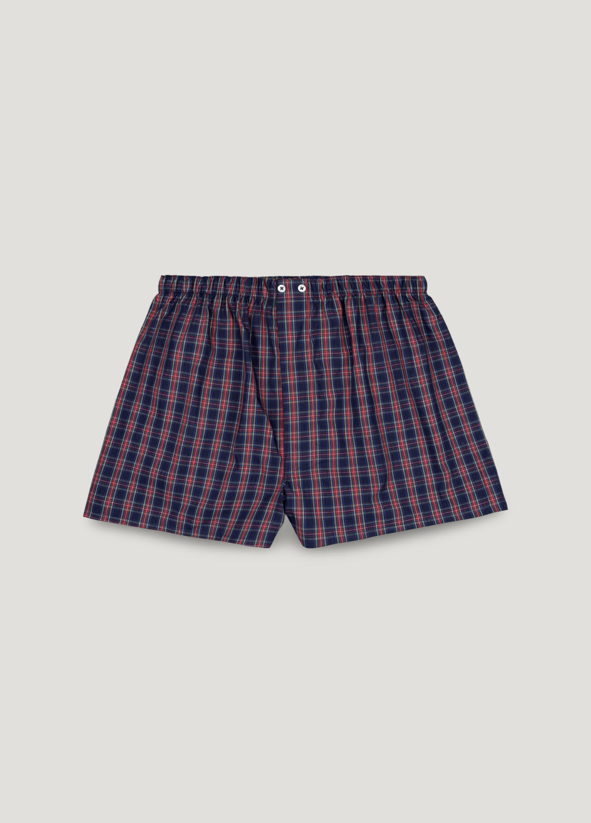 Blue and red checkered boxer shorts