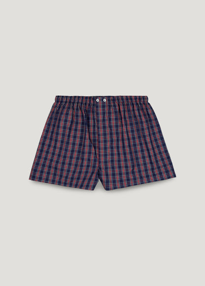 Blue and red checkered boxer shorts