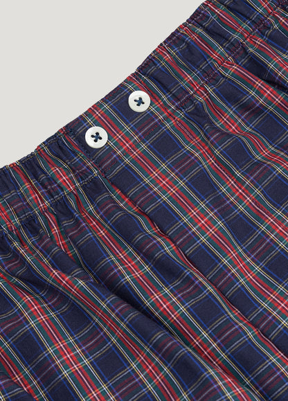 Blue and red checkered boxer shorts