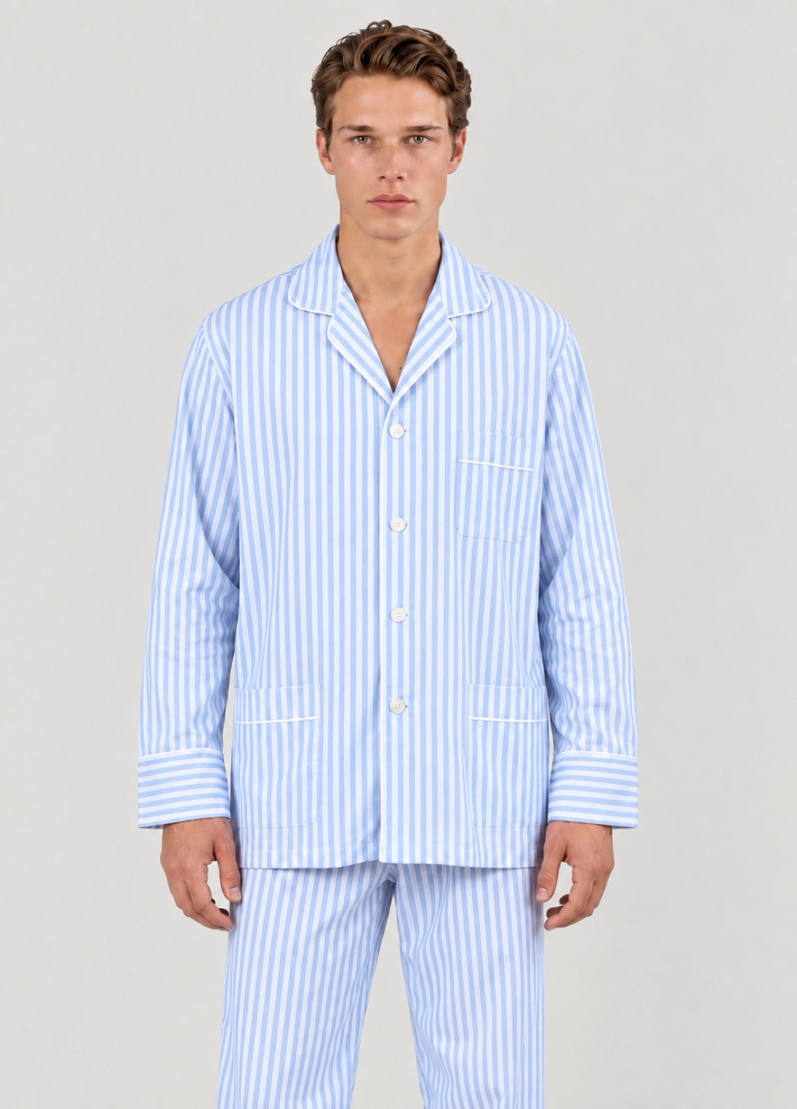 Pijama popelín rayas azul