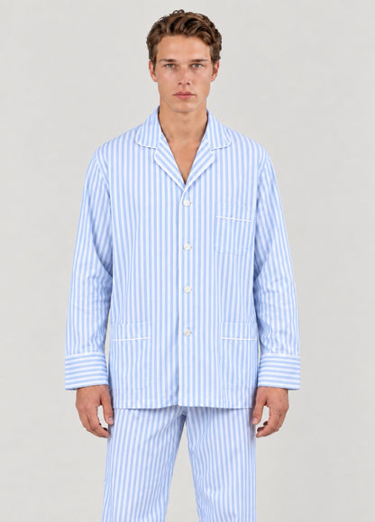 Pijama popelín rayas azul