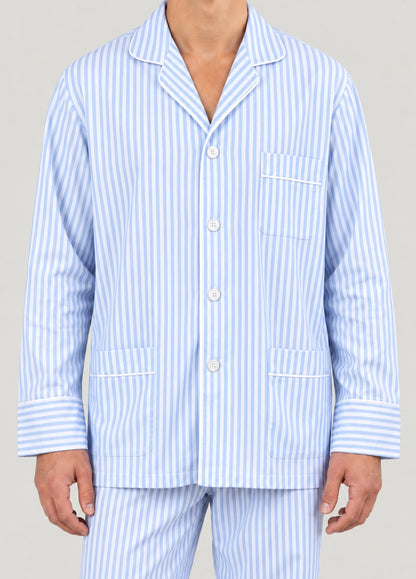 Pijama popelín rayas azul