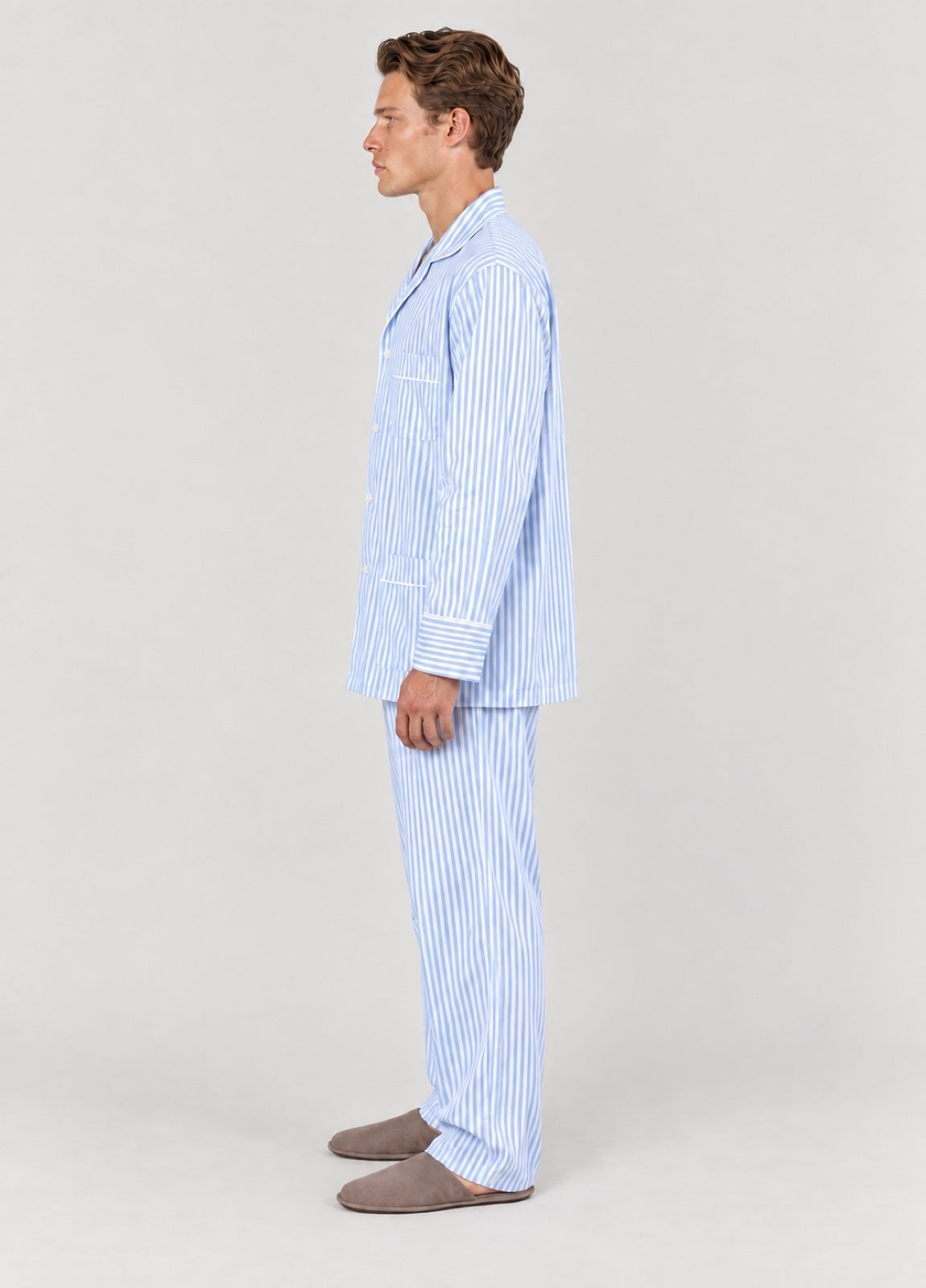 Pijama popelín rayas azul