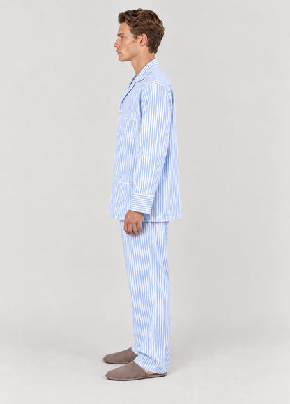 Pijama popelín rayas azul