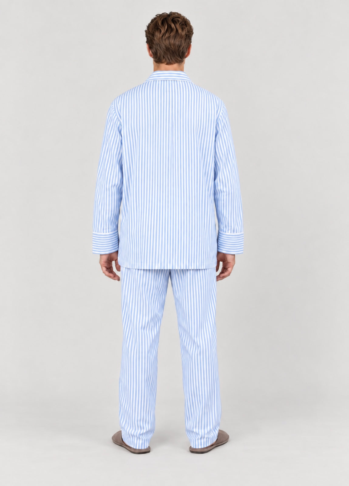 Pijama popelín rayas azul
