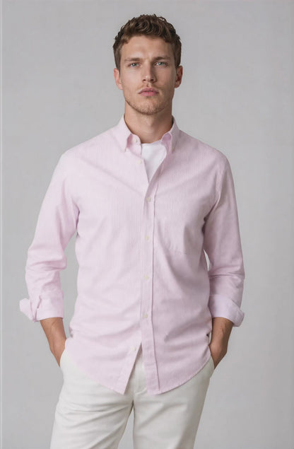 Coral stripe oxford shirt