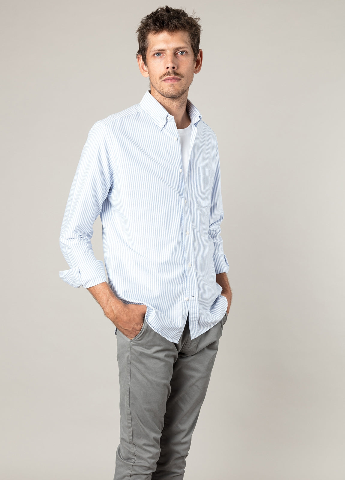 Camisa sport rayas celeste