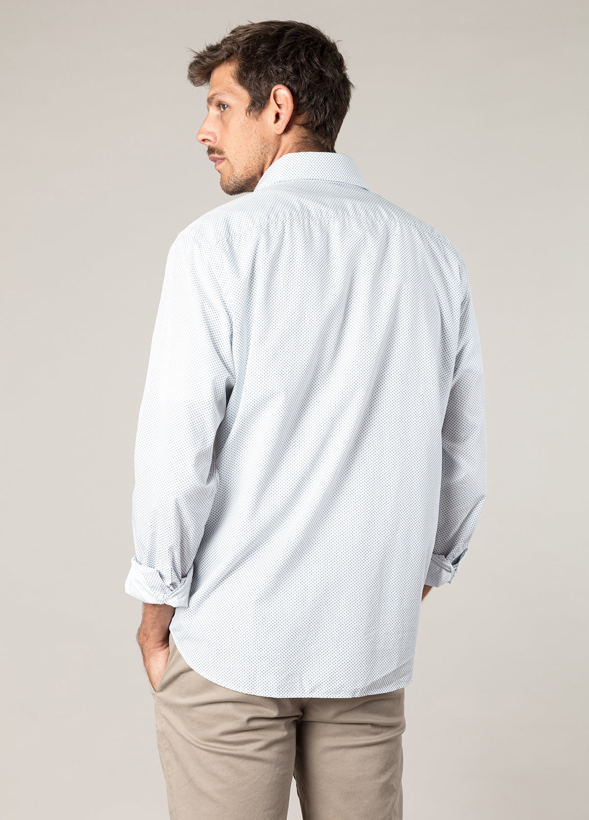 Camisa sport microdibujo azul