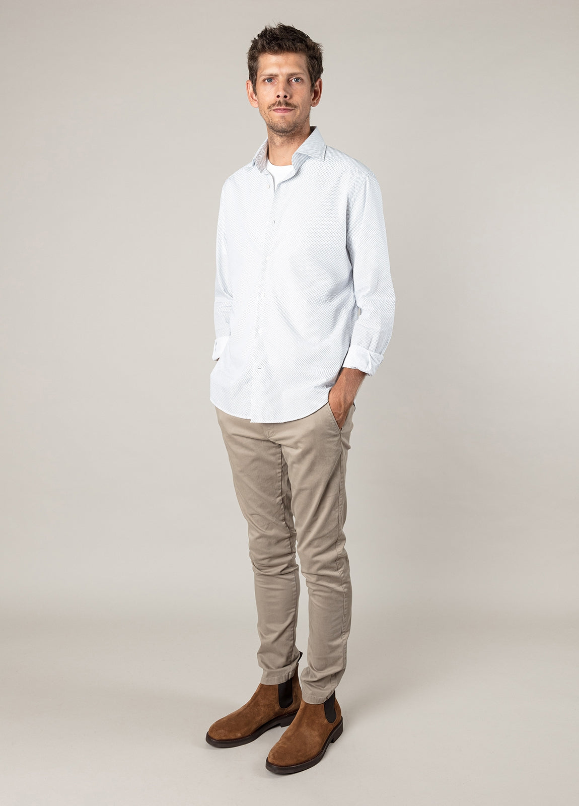 Camisa sport microdibujo azul