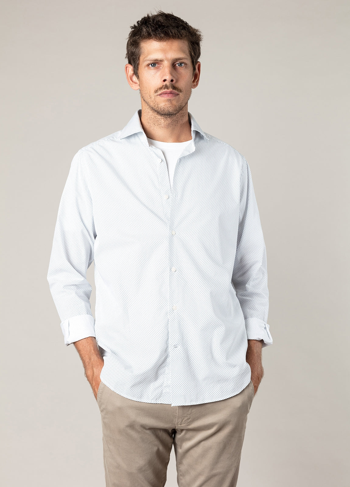 Camisa sport microdibujo azul