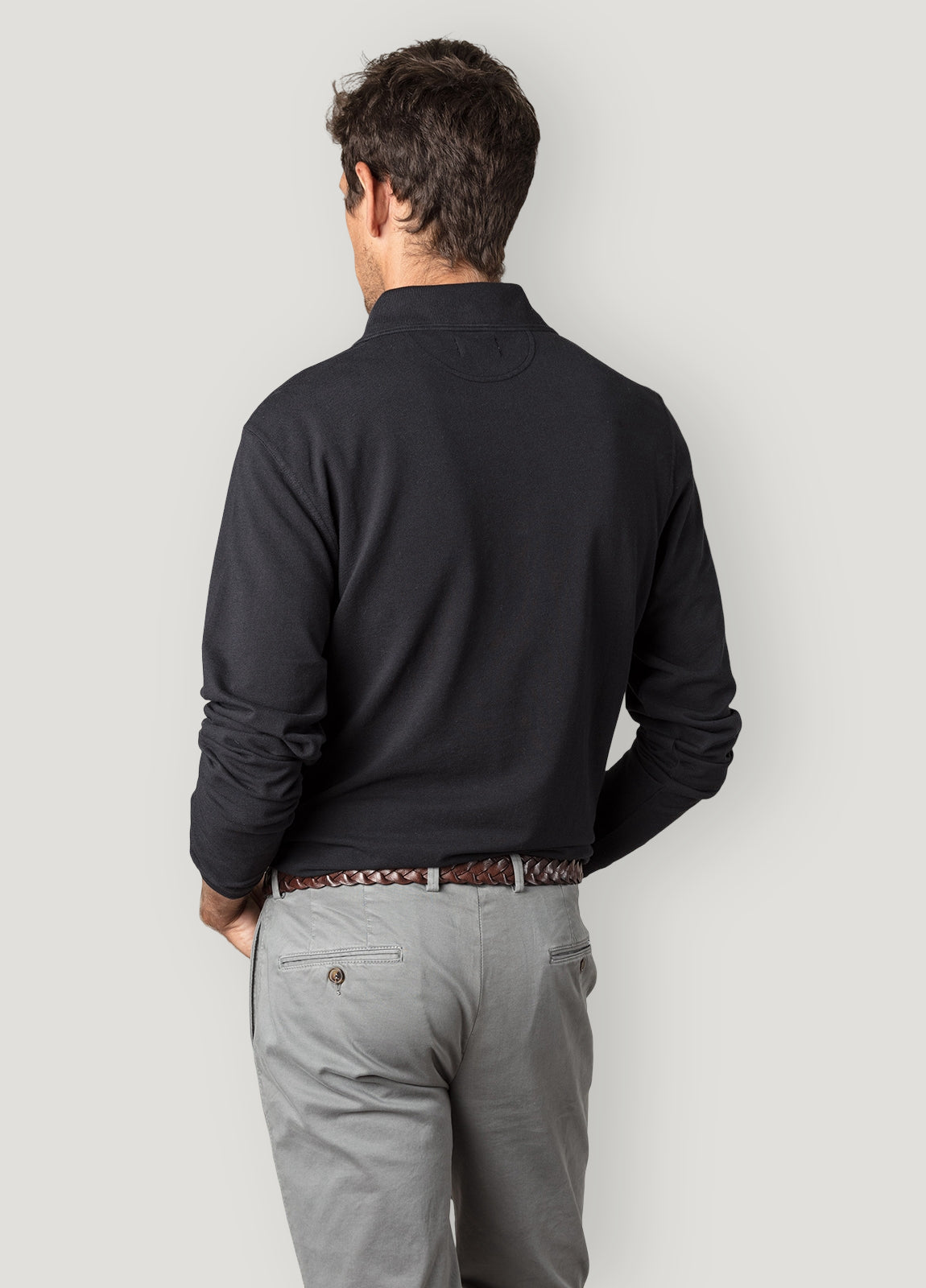 Polo manga larga piqué negro