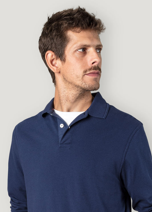 Blue pique polo